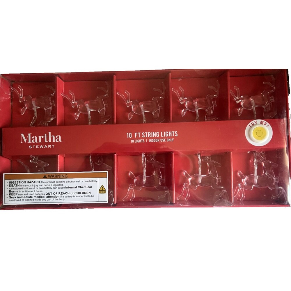 Martha Stewart Christmas Lights LED Reindeer Garland 10 Ft Holiday Battery Op